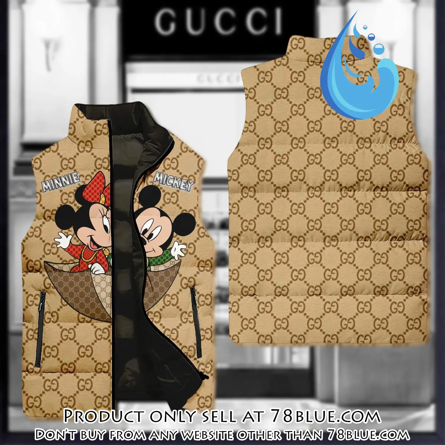 Gucci mickey mouse yellow type 2 luxury brand 3d sleeveless down jacket 78b1729312